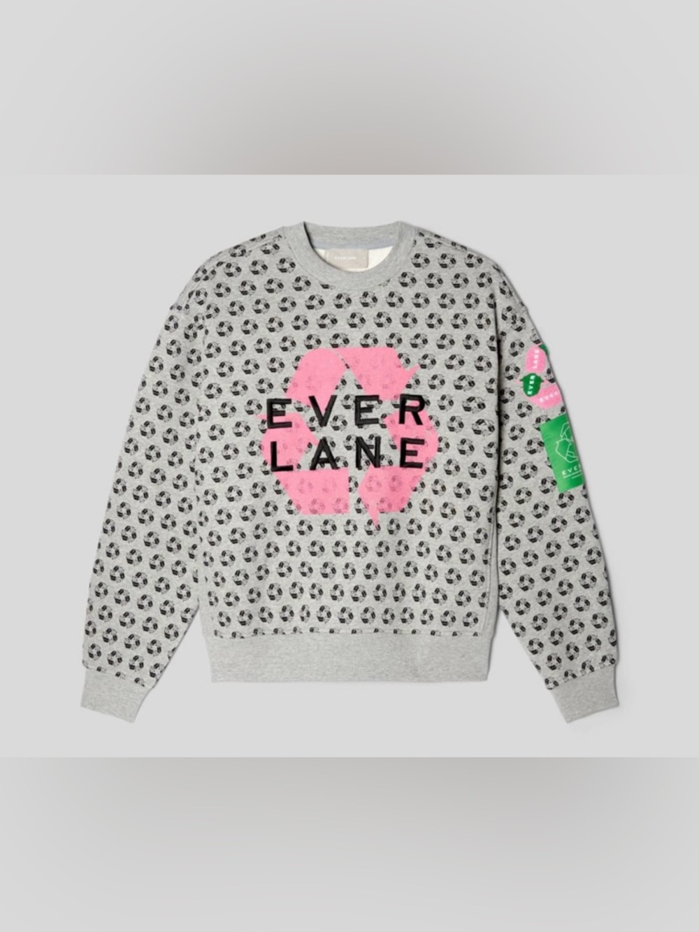 Everlane ReTrack Crewneck Sweatshirt in the "Earth Day Grey Multi" colorway . L